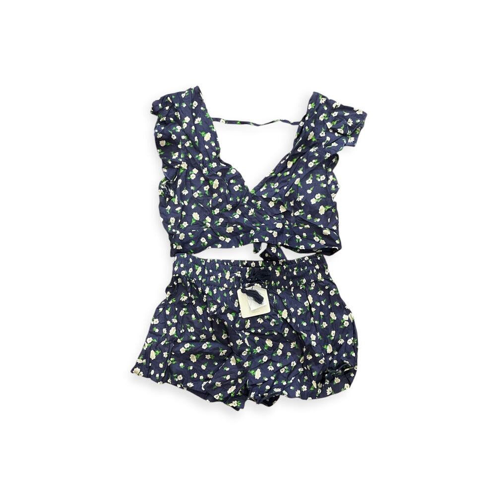 Kiwi + Punch Short Set Women Small Blue Floral NWT